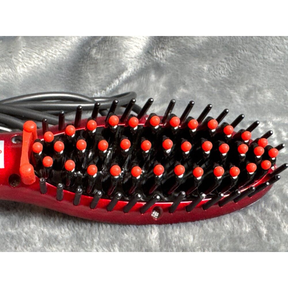 Langoa Red Electric Hair Straightener Brush With Anti-Scald Massage Comb Design - Picture 3 of 8